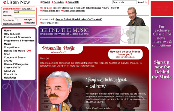 Classic FM microsite