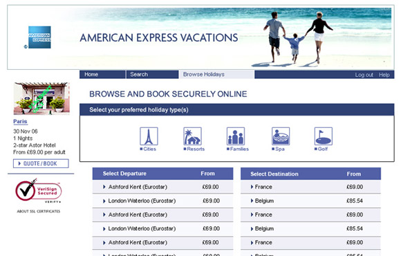 American Express website